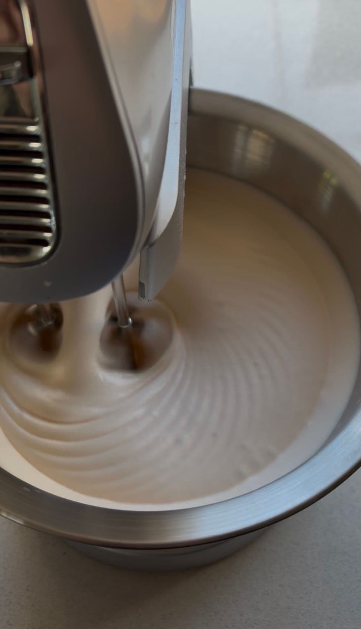 Eggs beaten pale and tripled in volume