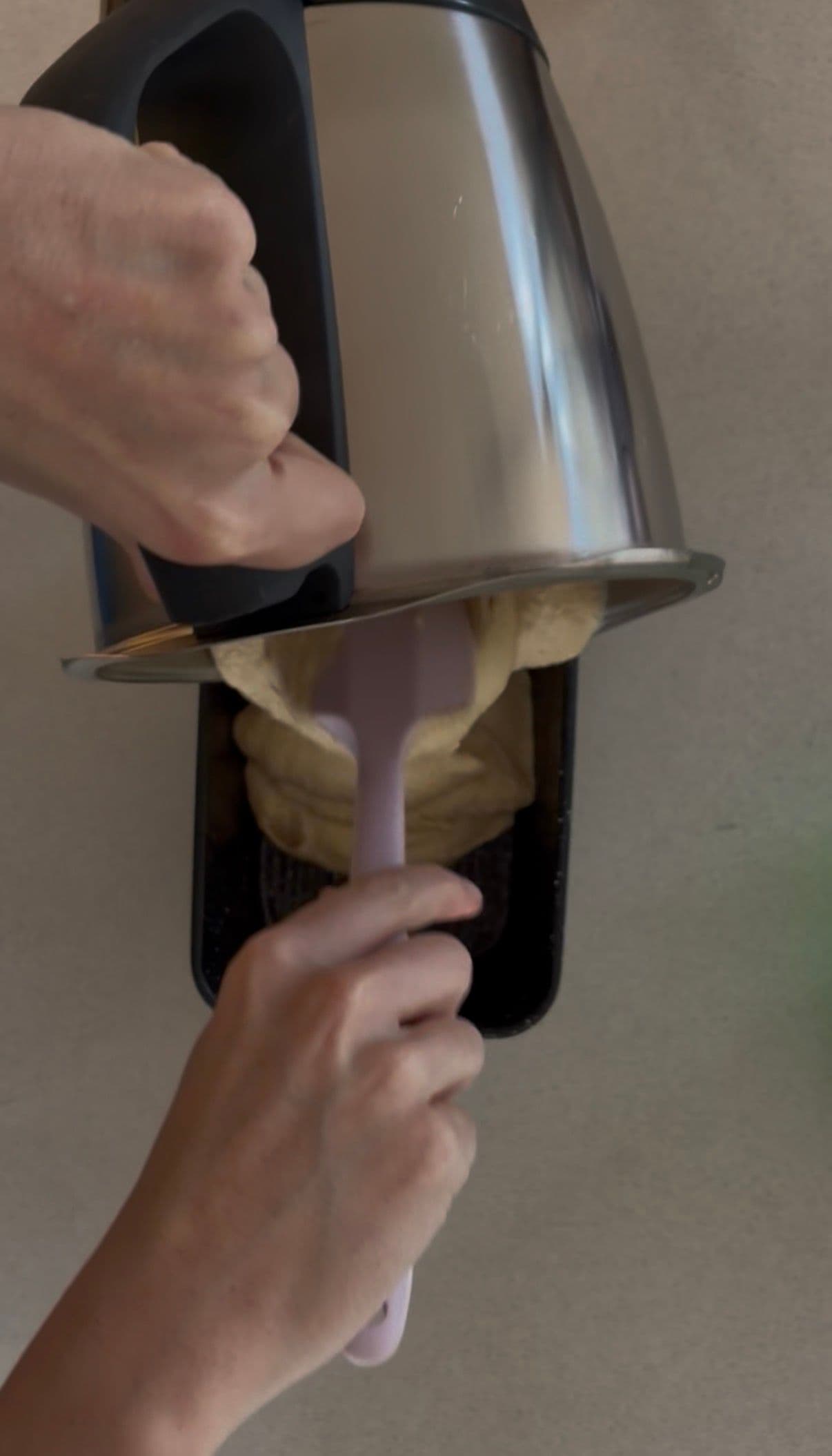 Batter smoothed in loaf tin