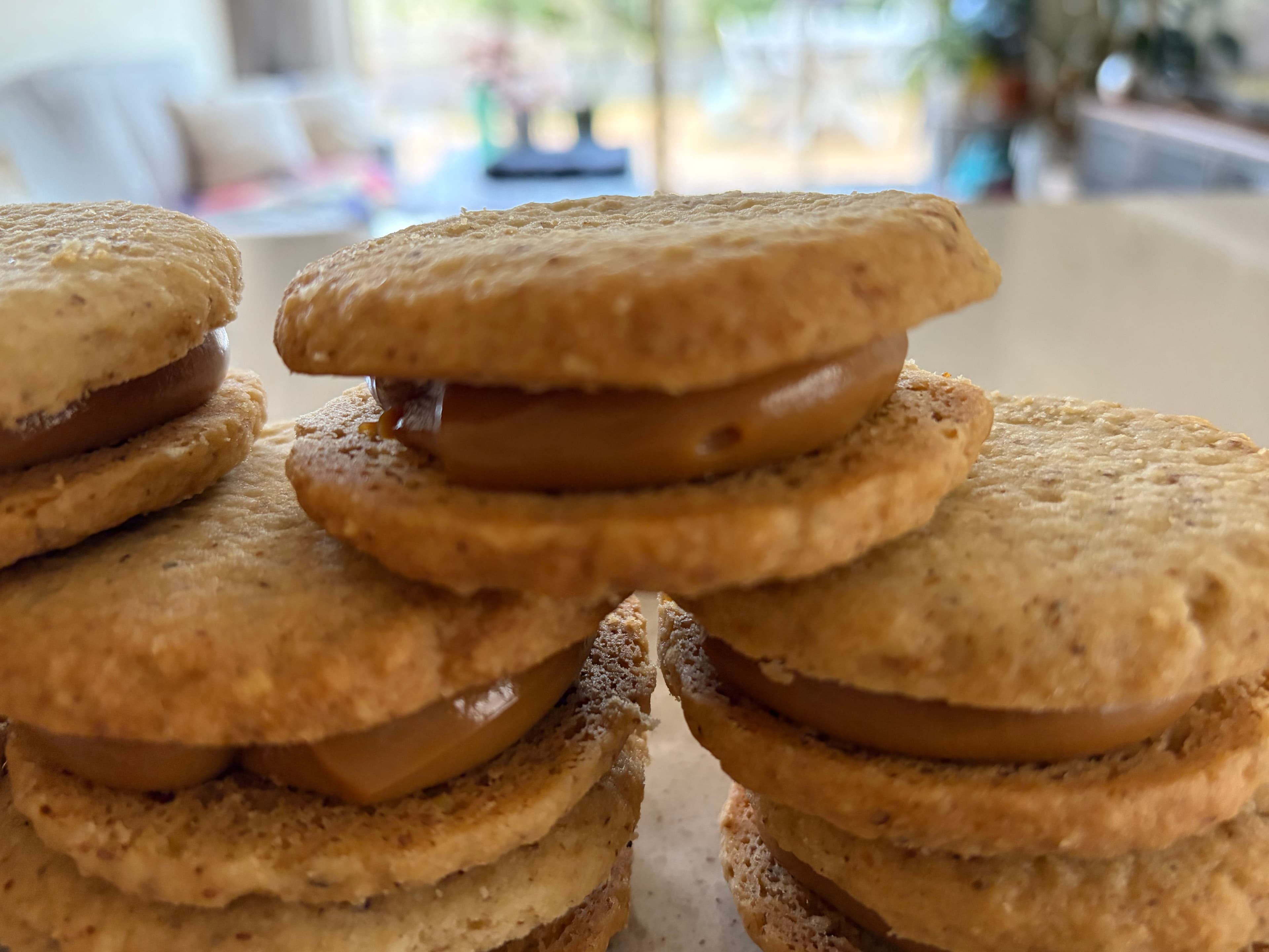 Walnut alfajores stack