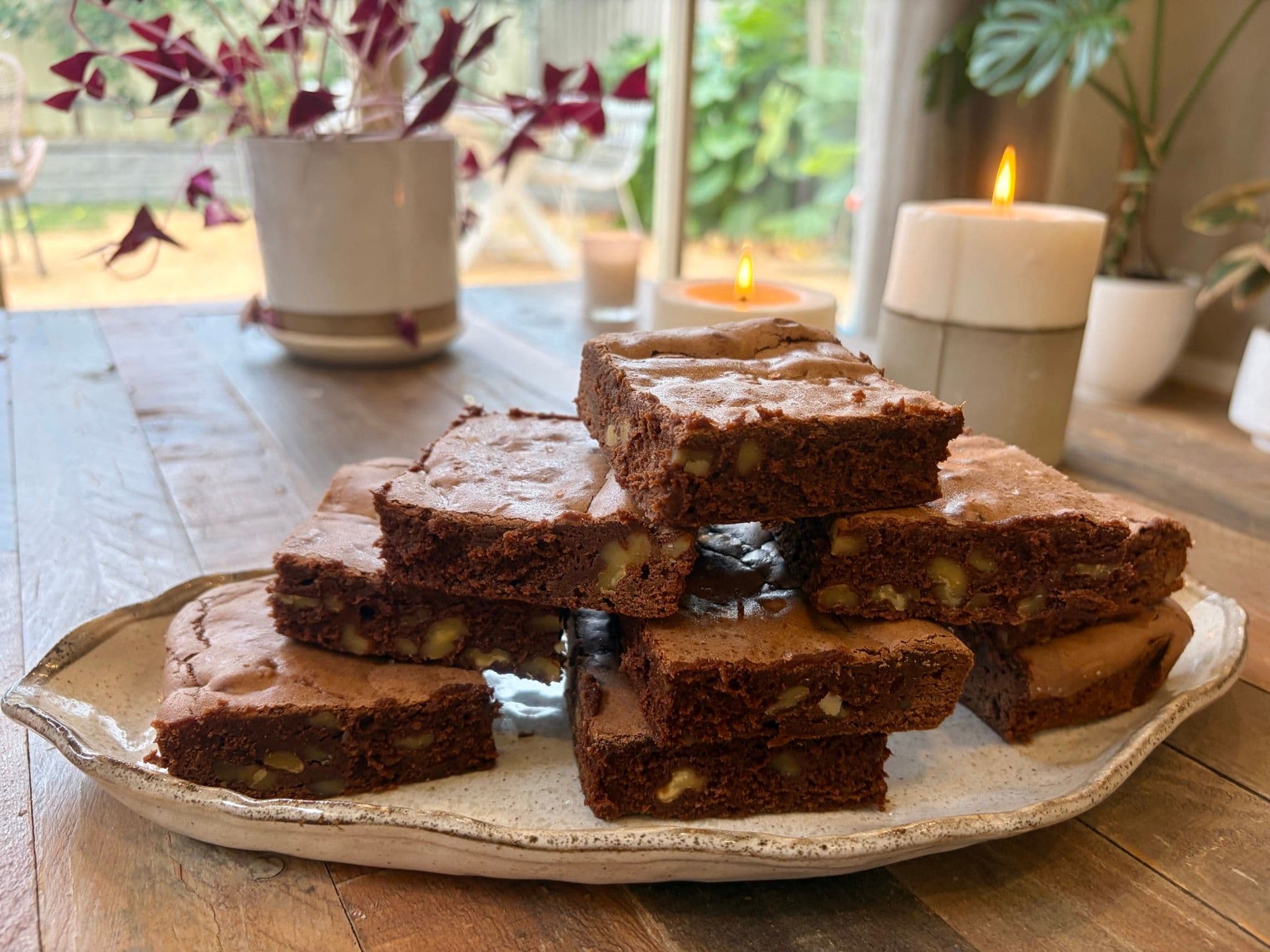 Close up of the crackled top of a brownie