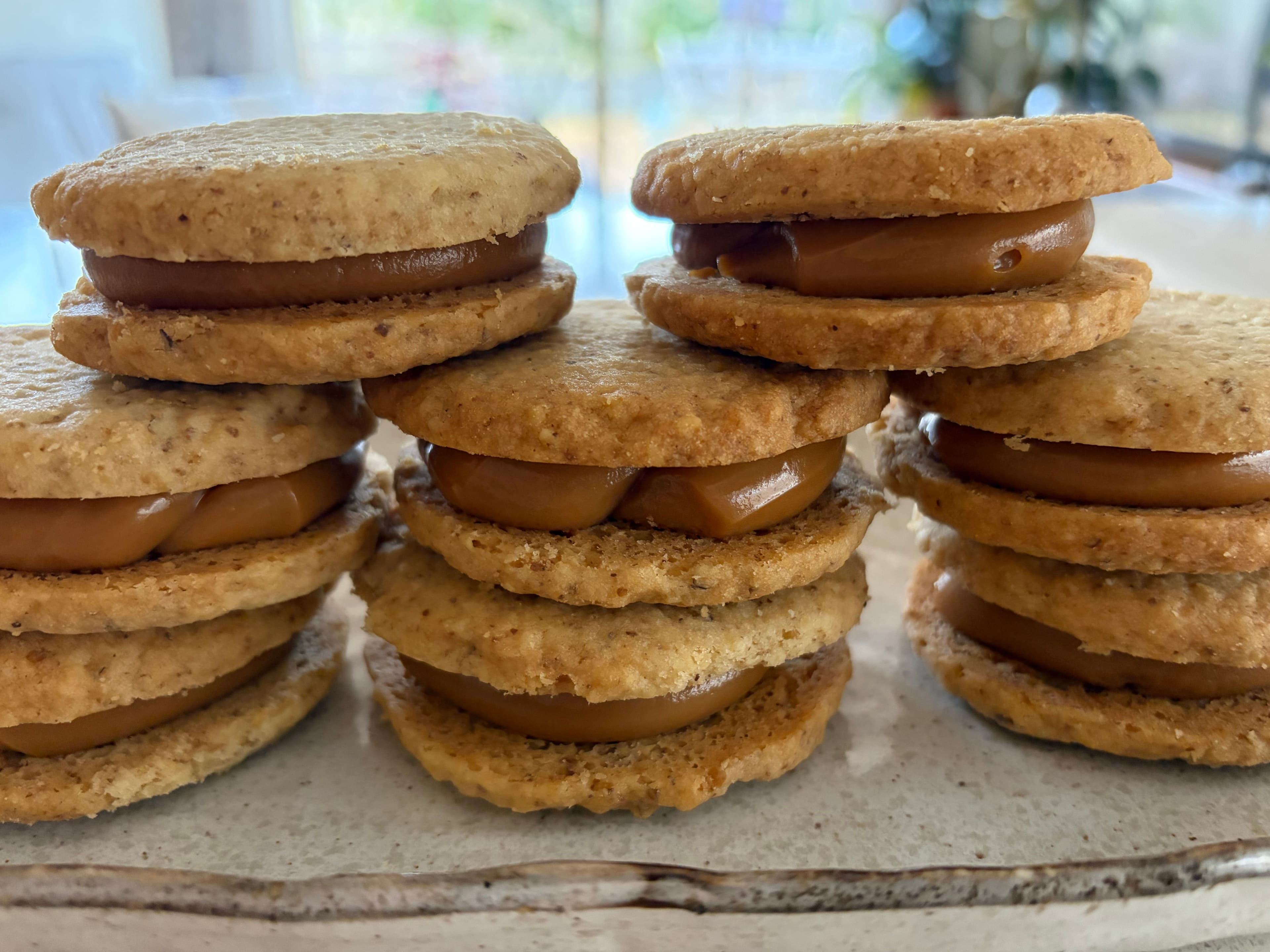 Walnut alfajores close up