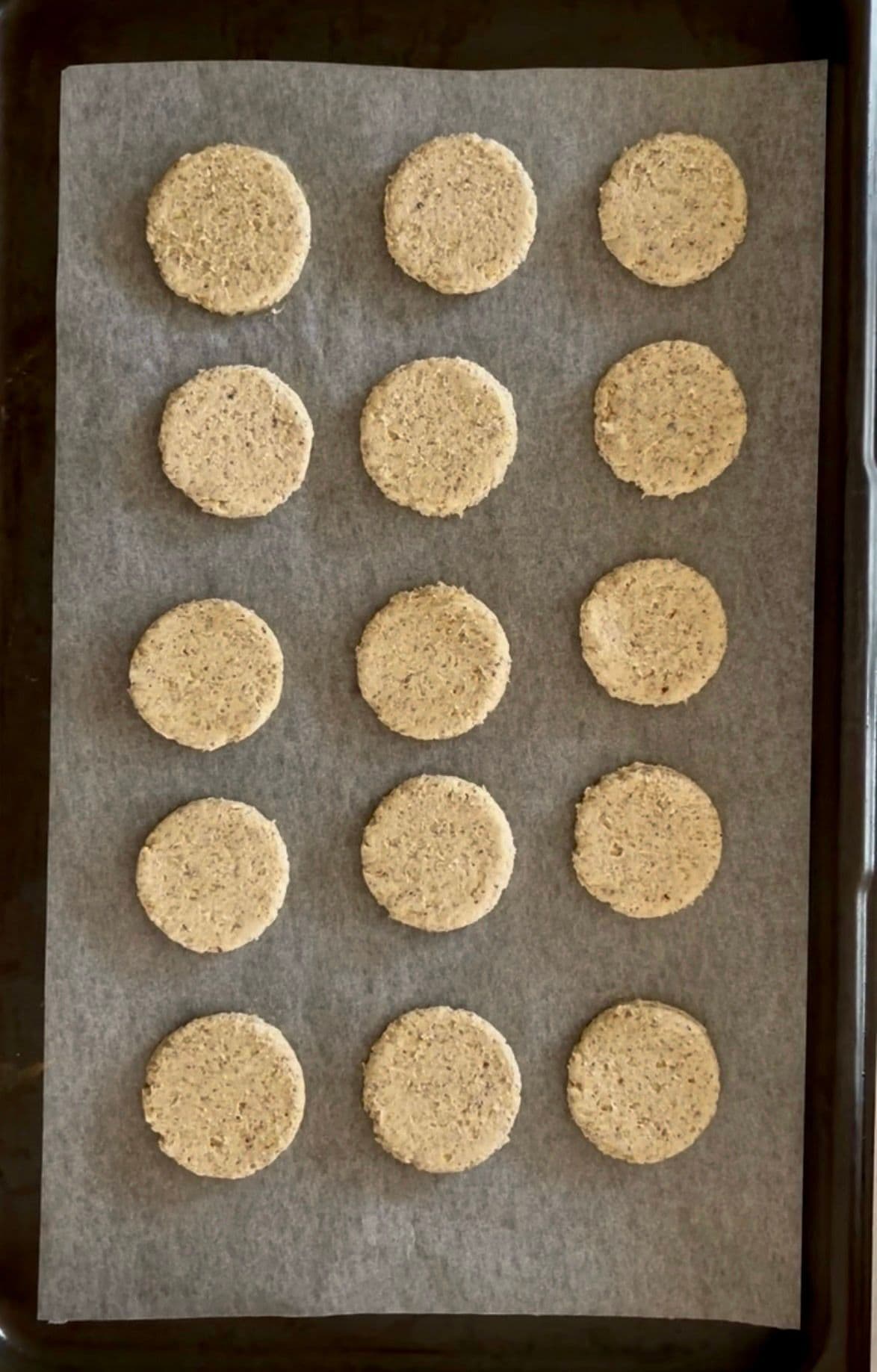 Discs ready for the oven