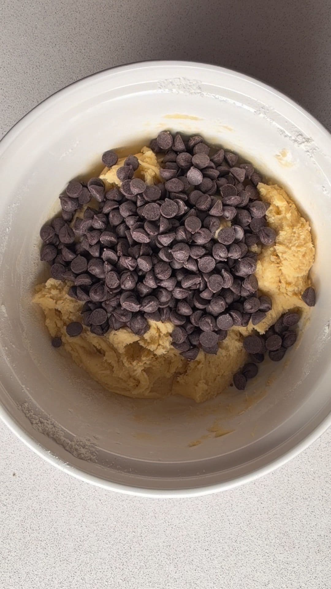 Cookie dough with chocolate chips folded in