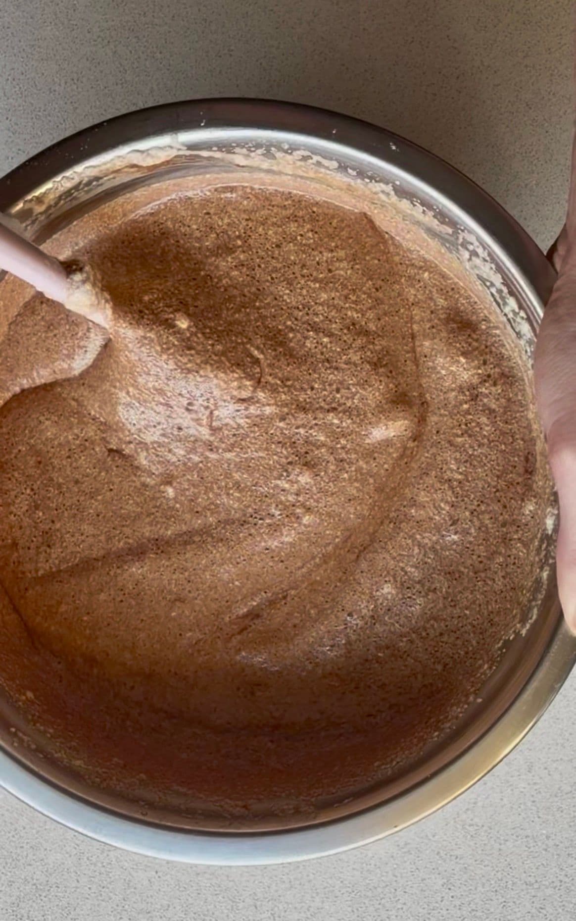 The mousse almost fully folded together