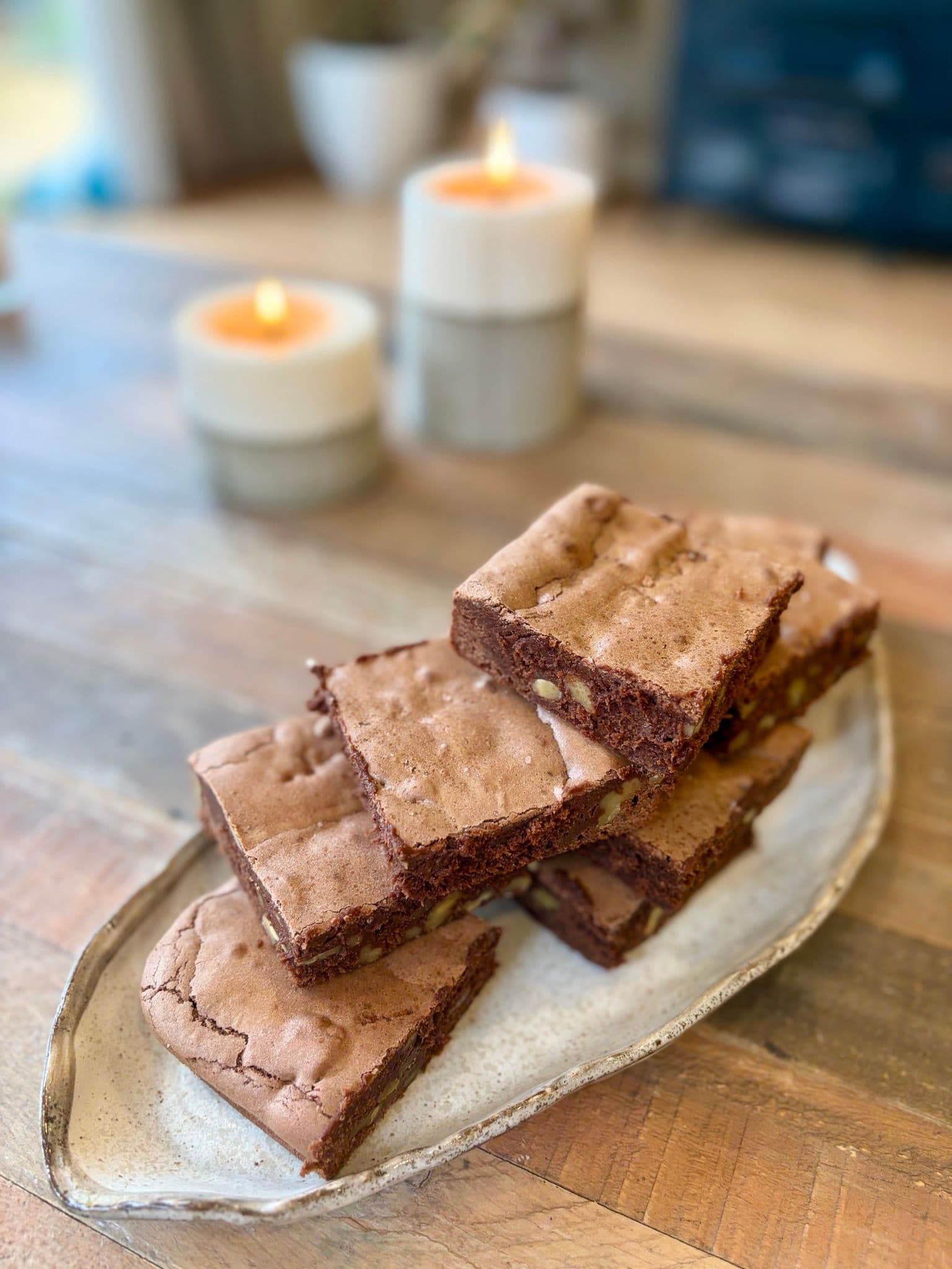 Brownies with toasted walnuts throughout